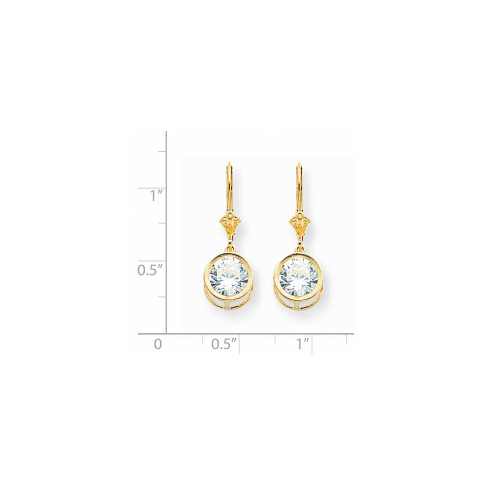 14K Gelbgold Ohrhänger mit Zirkonia, 8 mm, Brisur-Verschluss