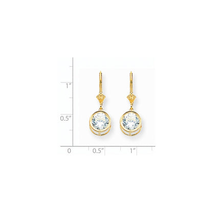 14K Gelbgold Ohrhänger mit Zirkonia, 8 mm, Brisur-Verschluss