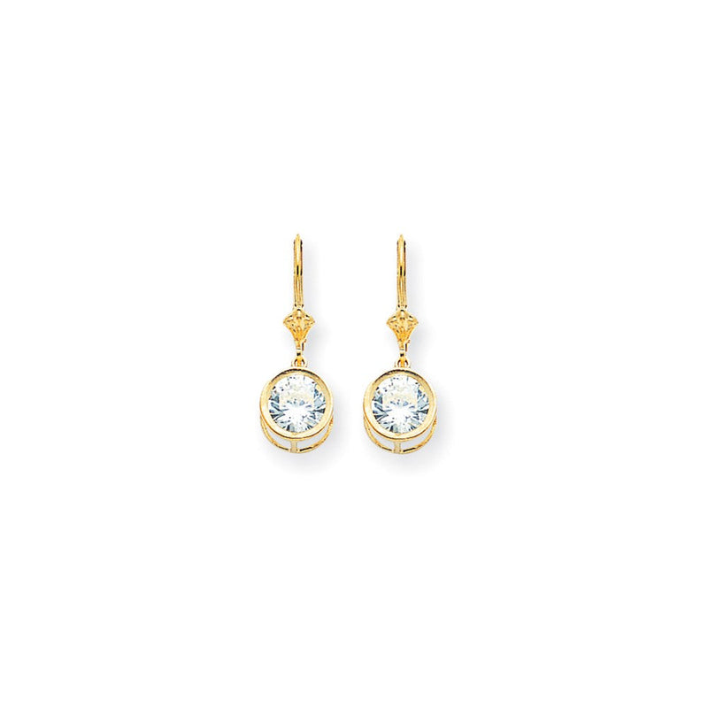 14K Gelbgold Ohrhänger mit Zirkonia, 8 mm, Brisur-Verschluss