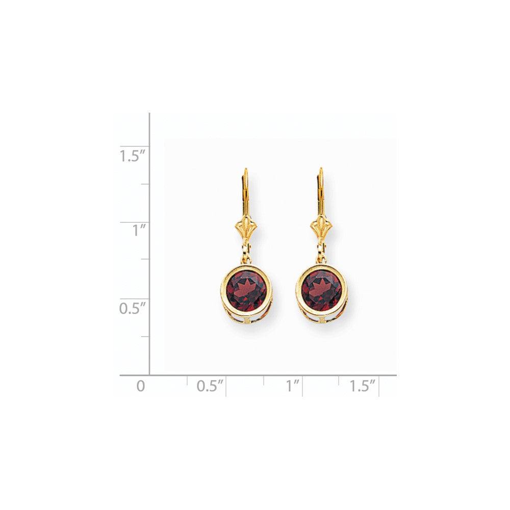 14K Gelbgold Ohrhänger mit Granat, 8 mm, Brisur