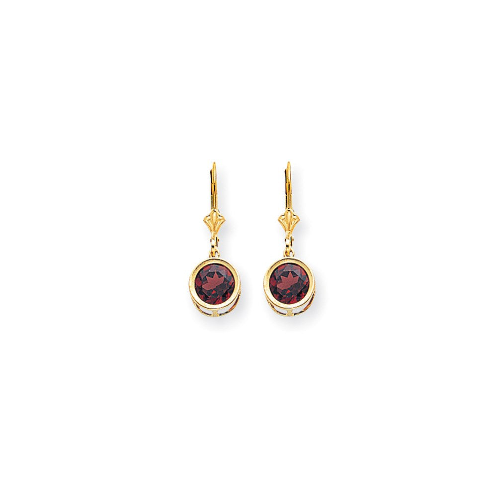 14K Gelbgold Ohrhänger mit Granat, 8 mm, Brisur