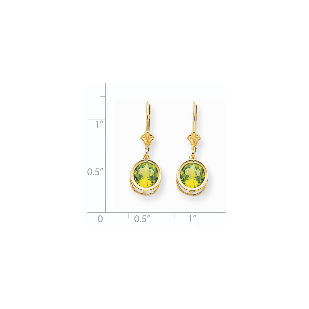 14K Gelbgold Ohrhänger mit 8-mm-Peridot und Brisurverschluss