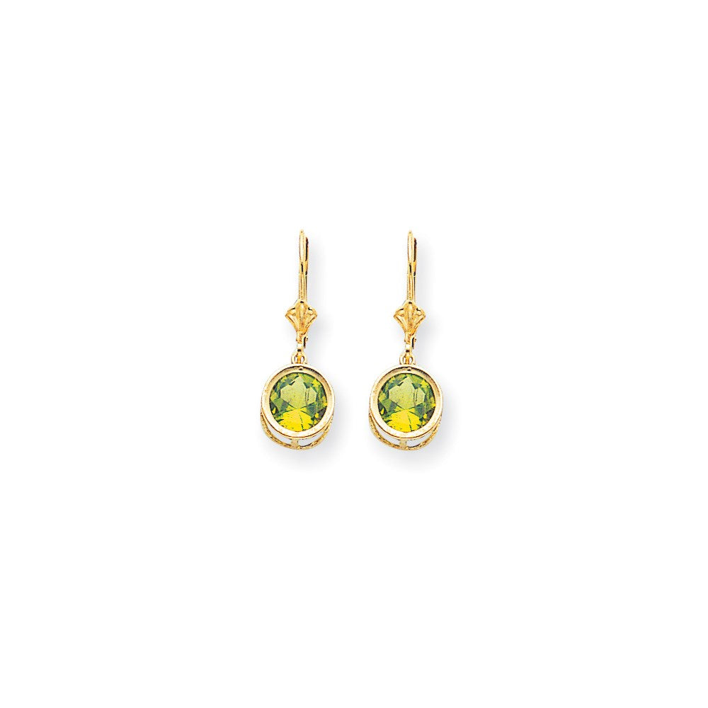 14K Gelbgold Ohrhänger mit 8-mm-Peridot und Brisurverschluss