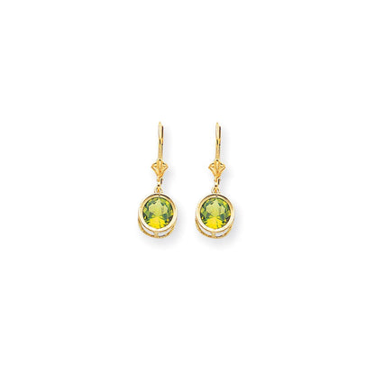 14K Gelbgold Ohrhänger mit 8-mm-Peridot und Brisurverschluss