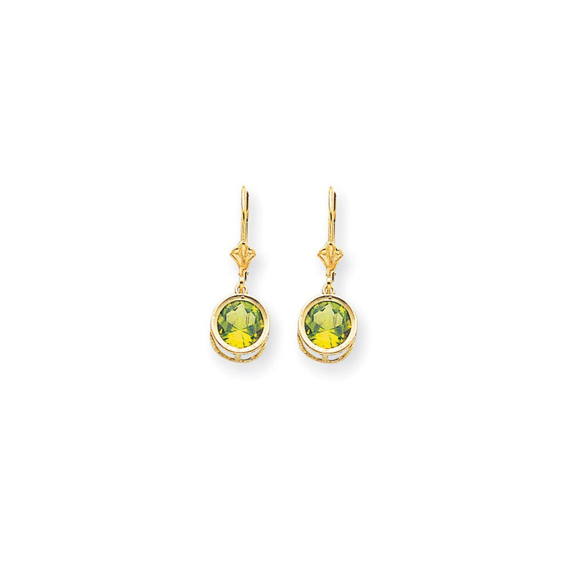 14K Gelbgold Ohrhänger mit 8-mm-Peridot und Brisurverschluss