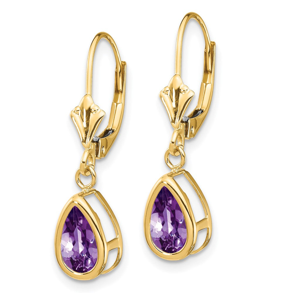 14K Gelbgold Amethyst-Ohrhänger mit 8x5-mm-Steinen