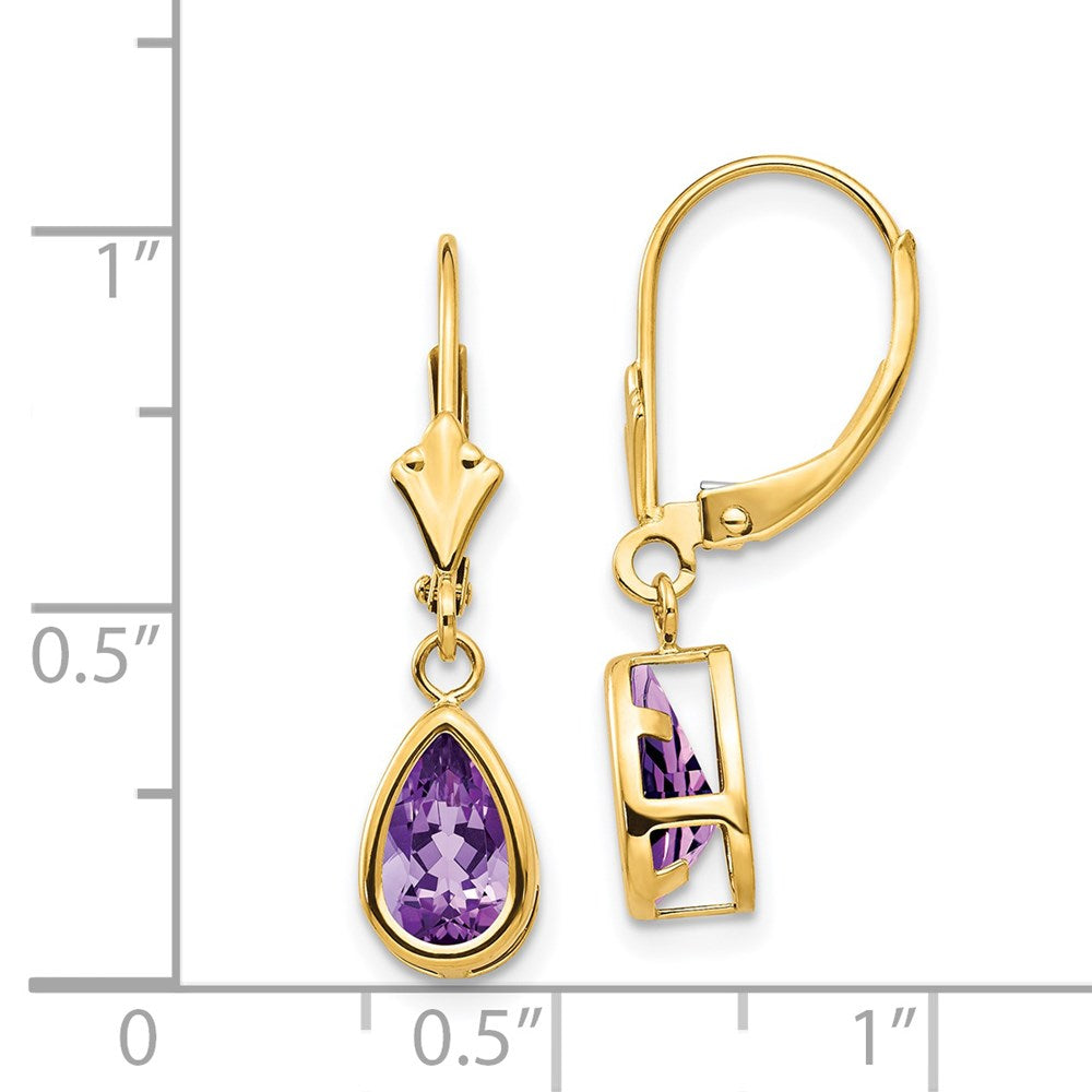 14K Gelbgold Amethyst-Ohrhänger mit 8x5-mm-Steinen