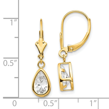 14K Gelbgold Ohrhänger mit birnenförmigem Zirkonia, 8x5 mm, Brisurverschluss