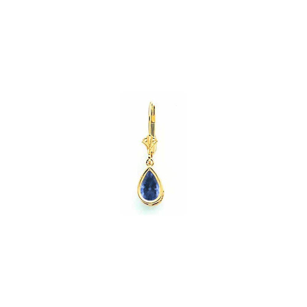 14K Gelbgold Ohrhänger mit Saphir im Tropfenschliff (8x5mm) und Klappbrisur-Verschluss