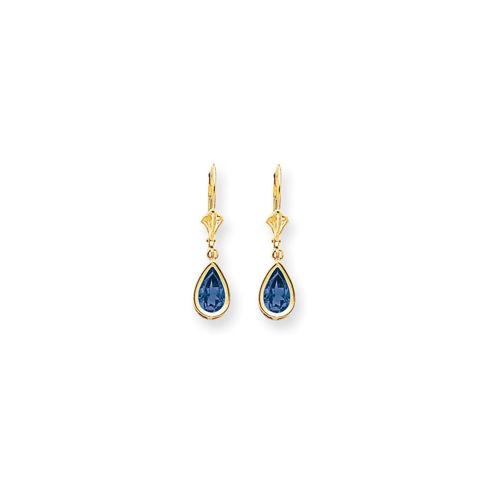14K Gelbgold Ohrhänger mit birnenförmigem Tansanit 8x5 mm, Brisur-Verschluss