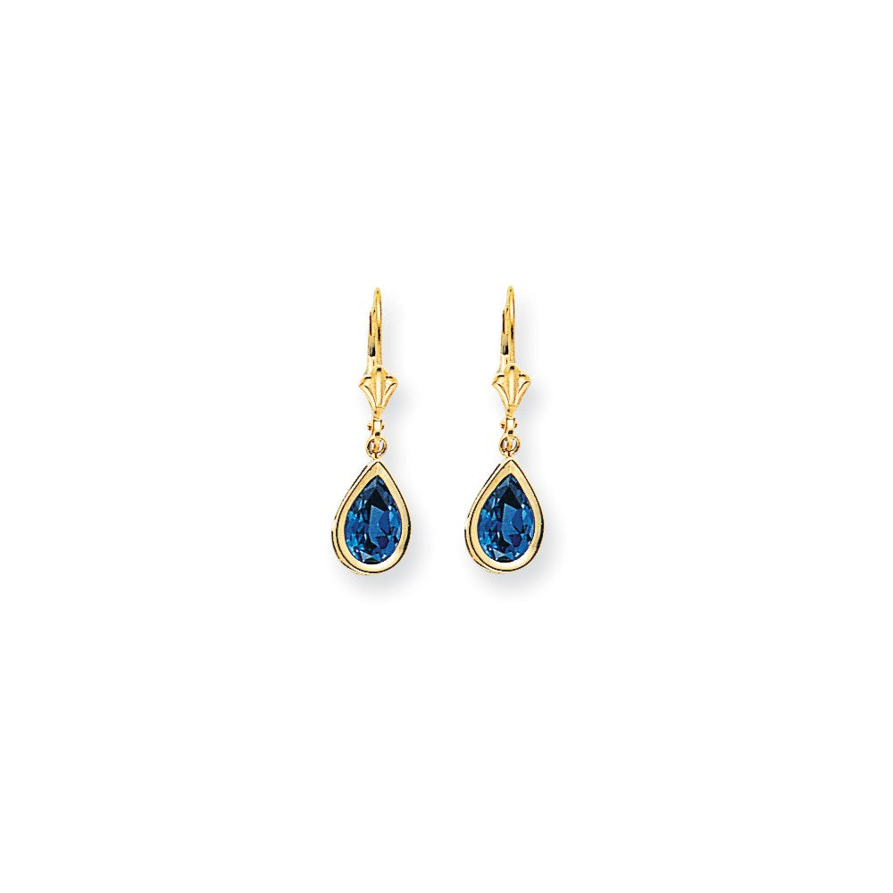 14K Gelbgold Ohrhänger mit birnenförmigem Tsavorit, 9 x 6 mm, mit Klappbrisur-Verschluss