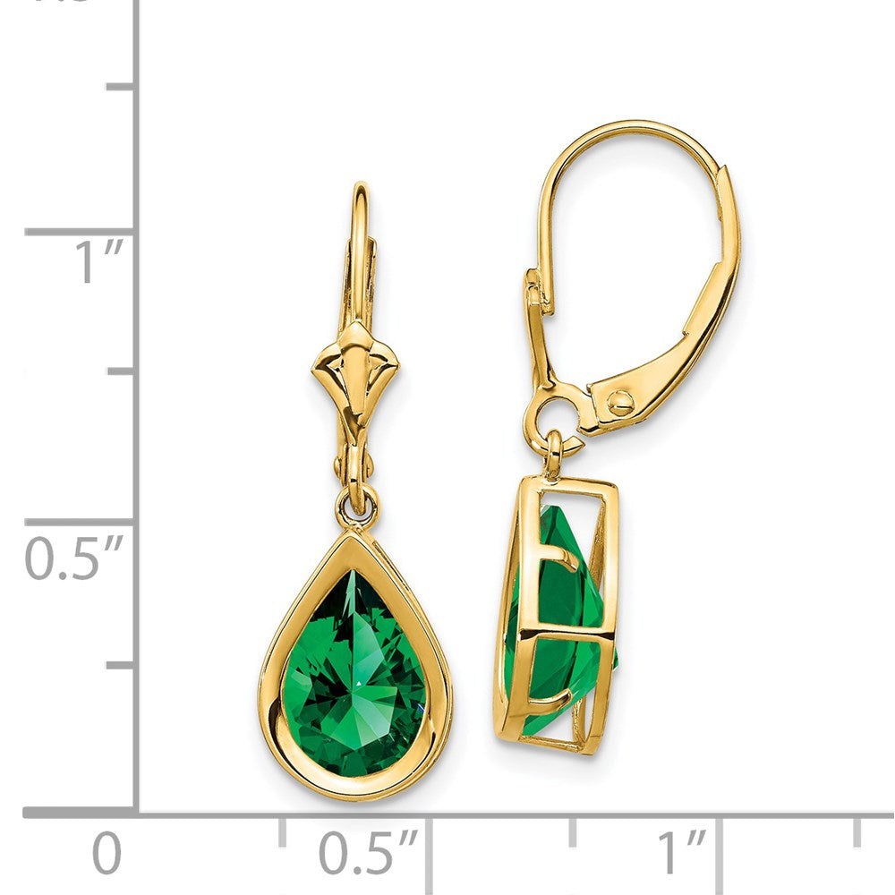 14K Gelbgold Ohrhänger mit Birnen-Fassung für 10x7mm Mount St. Helens-Steine und Leverback-Verschluss