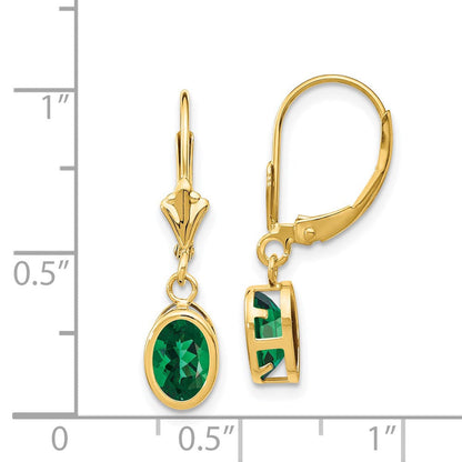 14K Gelbgold Ohrhänger mit ovaler St.-Helens-Fassung, 7 x 5 mm, mit Leverback-Verschluss