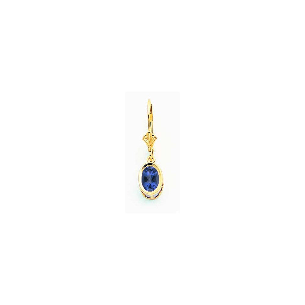 14K Gelbgold Ohrhänger mit ovalem Saphir, 7x5mm, Brisurverschluss