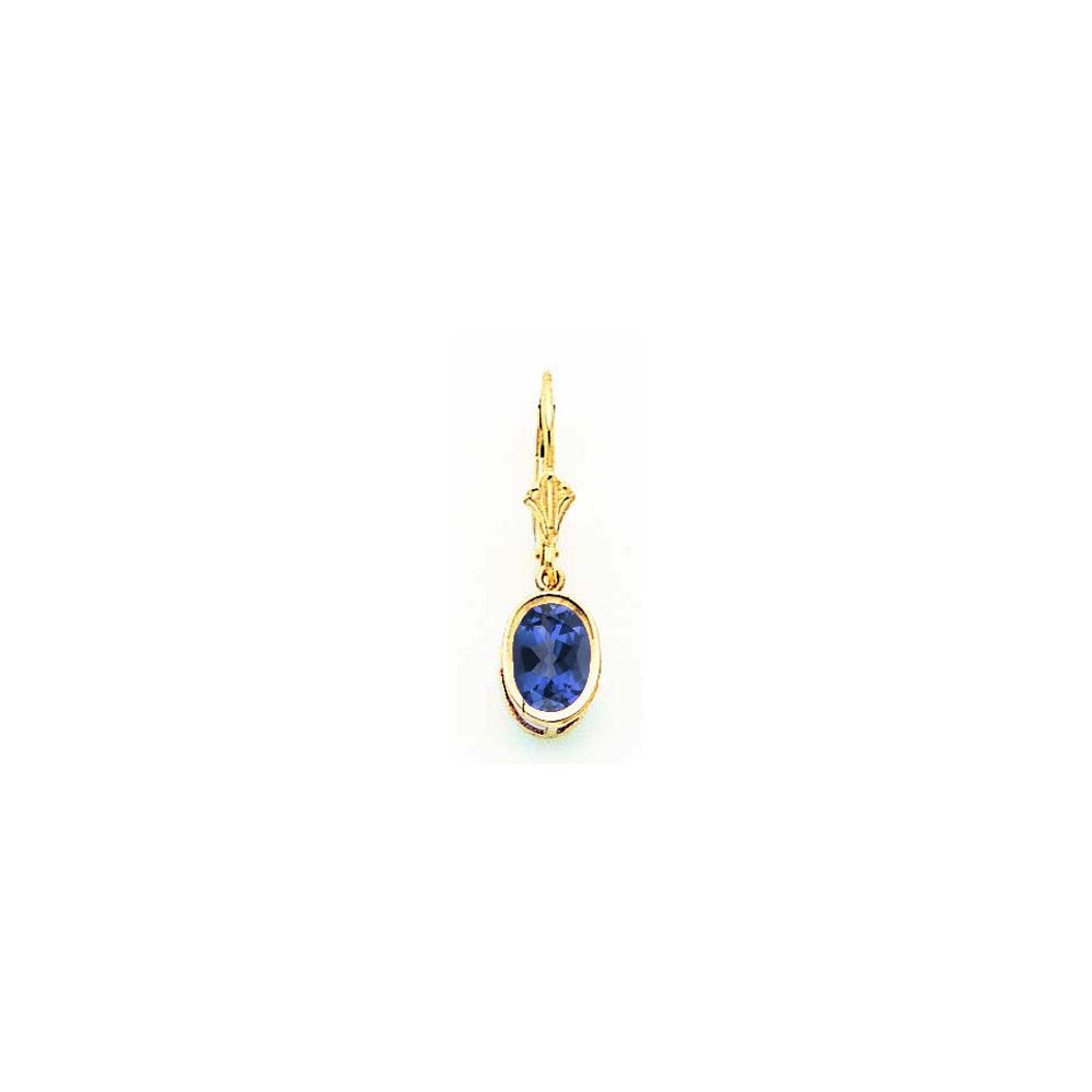 14K Gelbgold Ohrringe mit ovalem Saphir 8x6mm und Klappbrisur