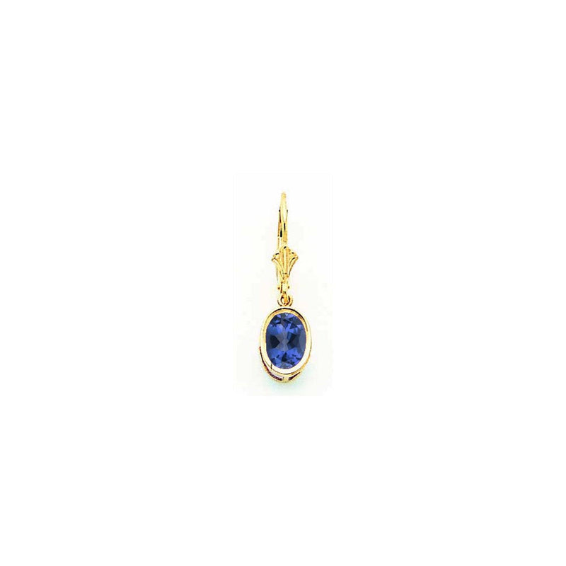 14K Gelbgold Ohrringe mit ovalem Saphir 8x6mm und Klappbrisur
