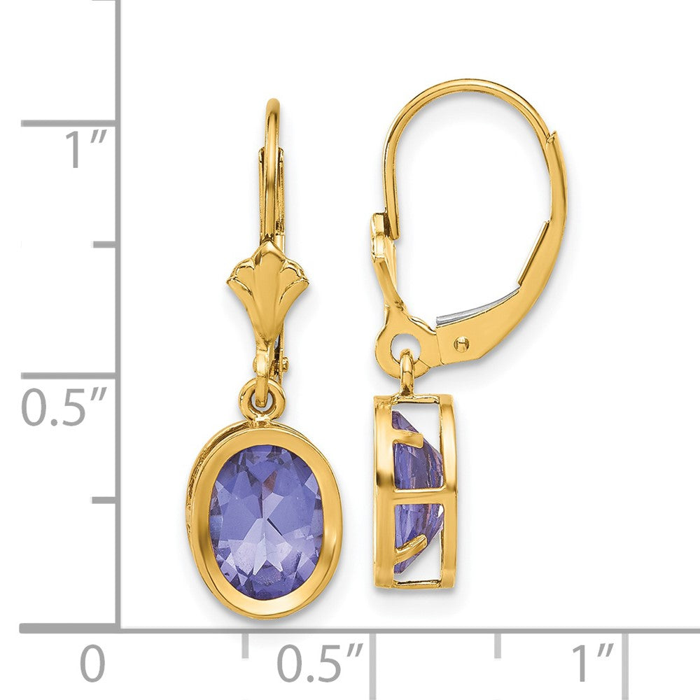 14K Gelbgold Ohrhänger mit ovalem Tsavorit (8 x 6 mm) und Ankerverschluss