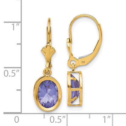 14K Gelbgold Ohrhänger mit ovalem Tsavorit (8 x 6 mm) und Ankerverschluss