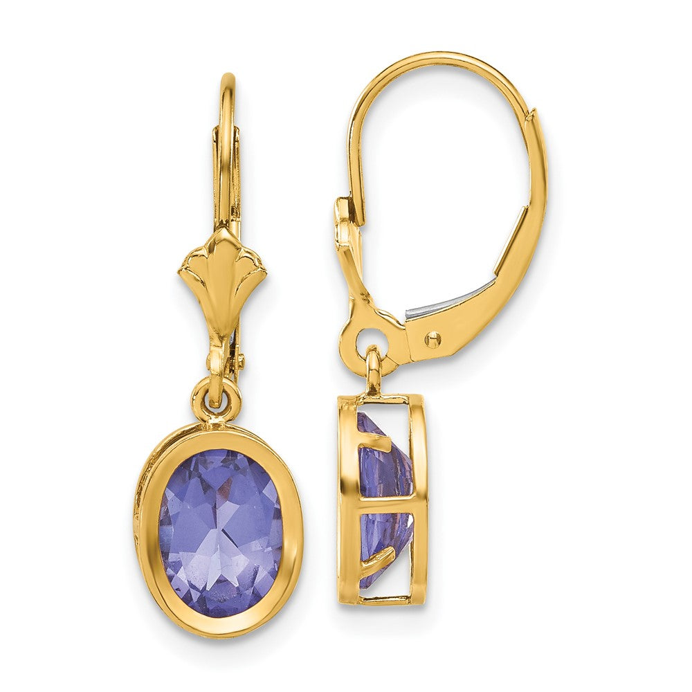 14K Gelbgold Ohrhänger mit ovalem Tsavorit (8 x 6 mm) und Ankerverschluss