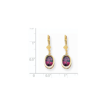 14K Gelbgold Ohrringe mit ovalem Rhodolith-Granat 9 x 7 mm und Brisur-Verschluss