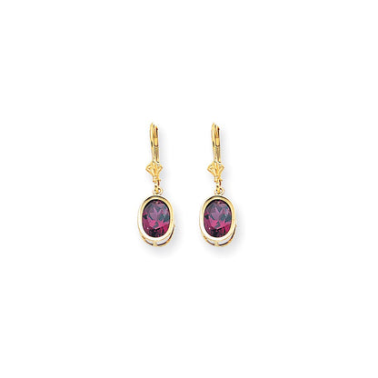 14K Gelbgold Ohrringe mit ovalem Rhodolith-Granat 9 x 7 mm und Brisur-Verschluss