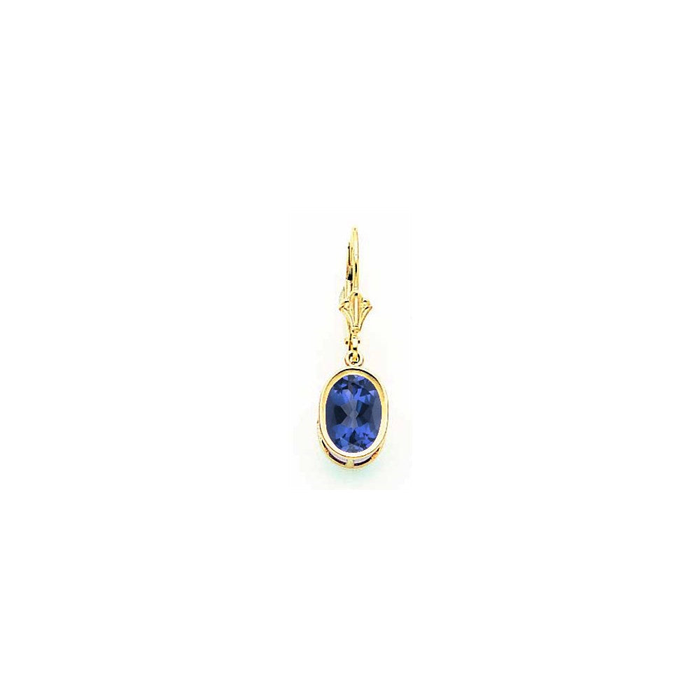 14K Gelbgold Ohrringe mit ovalem Saphir 9x7mm und Brisurverschluss
