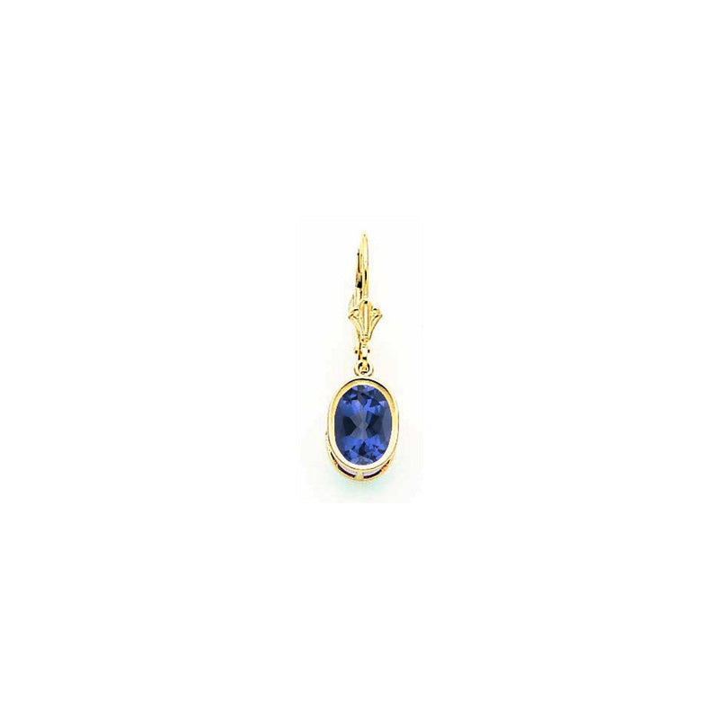 14K Gelbgold Ohrringe mit ovalem Saphir 9x7mm und Brisurverschluss