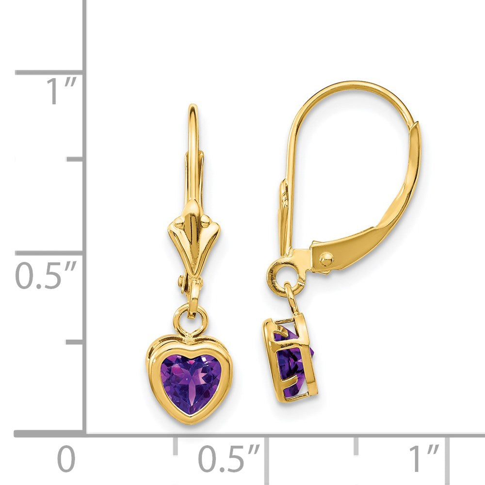 14K Gelbgold Ohrringe mit 5-mm-Herz-Amethyst