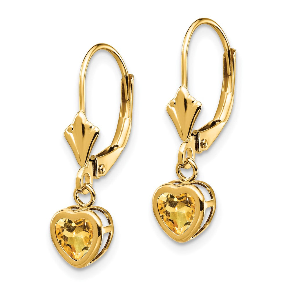 14K Gelbgold Ohrringe mit herzförmigem Citrin, 5 mm