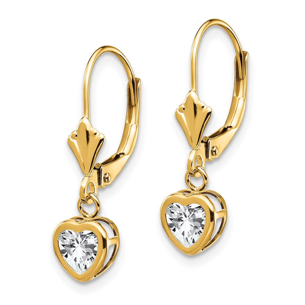 14K Gelbgold Ohrstecker mit herzförmigem Zirkonia, 5 mm