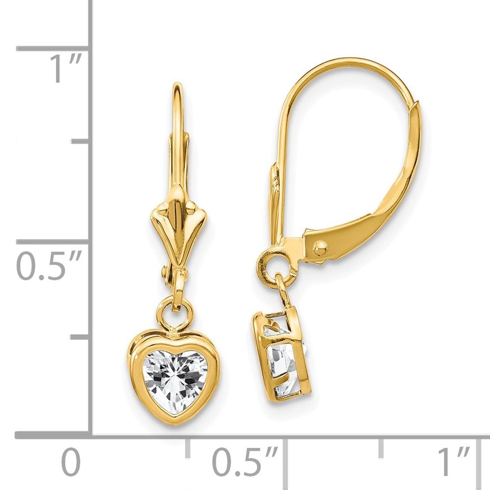 14K Gelbgold Ohrstecker mit herzförmigem Zirkonia, 5 mm