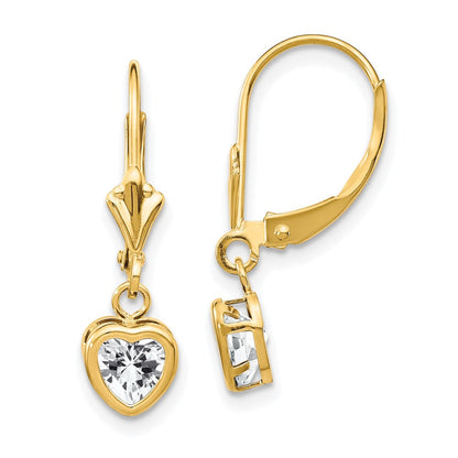 14K Gelbgold Ohrstecker mit herzförmigem Zirkonia, 5 mm
