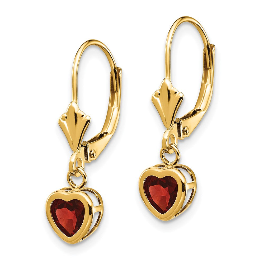 14K Gelbgold Ohrringe mit herzförmigem Granat, 5 mm