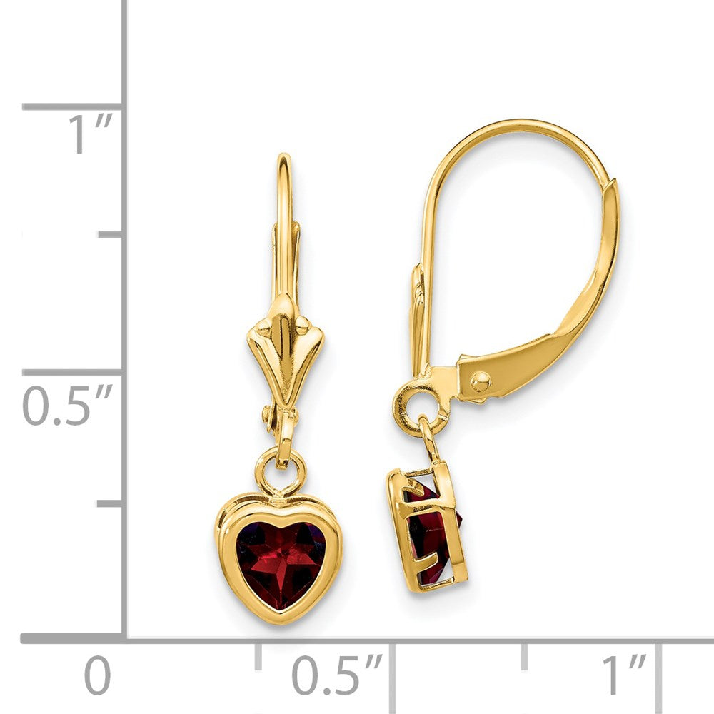 14K Gelbgold Ohrringe mit herzförmigem Granat, 5 mm