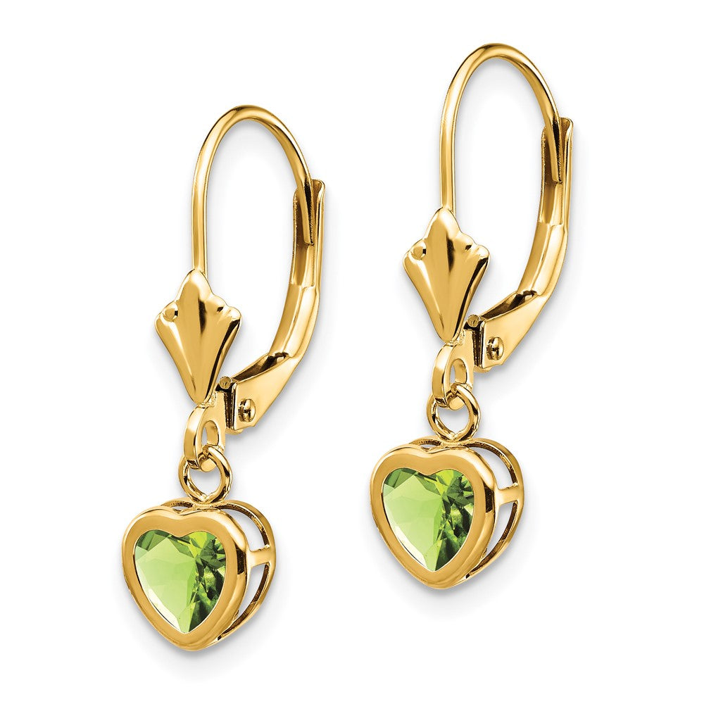 14K Gelbgold Ohrstecker mit herzförmigem Peridot, 5 mm