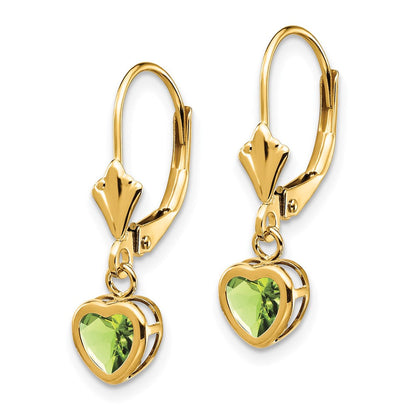 14K Gelbgold Ohrstecker mit herzförmigem Peridot, 5 mm