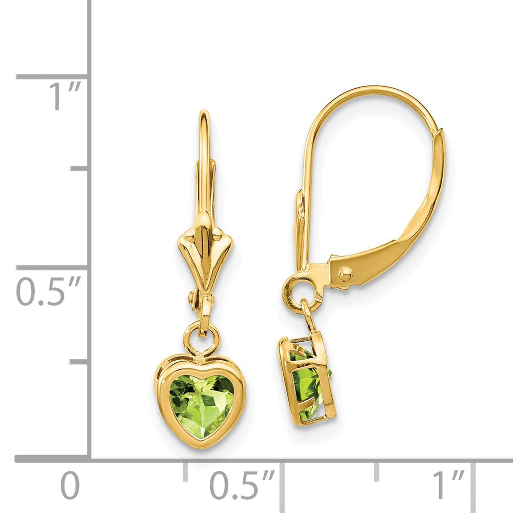 14K Gelbgold Ohrstecker mit herzförmigem Peridot, 5 mm