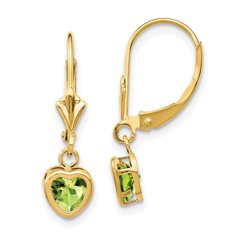 14K Gelbgold Ohrstecker mit herzförmigem Peridot, 5 mm