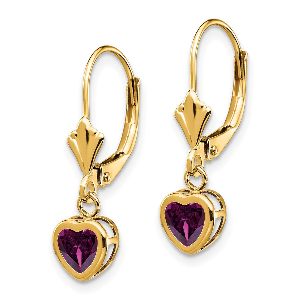 14K Gelbgold Ohrringe mit 5-mm-Herz-Rhodolith-Granat