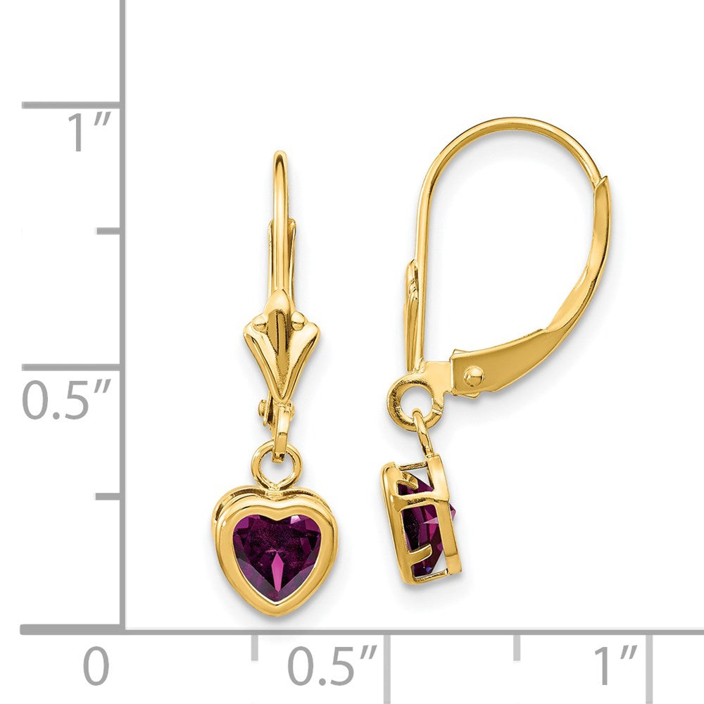 14K Gelbgold Ohrringe mit 5-mm-Herz-Rhodolith-Granat