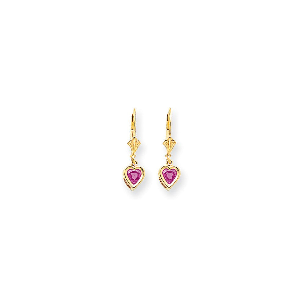 14K Gelbgold Ohrringe mit Herz-Rosa-Saphir, 5 mm