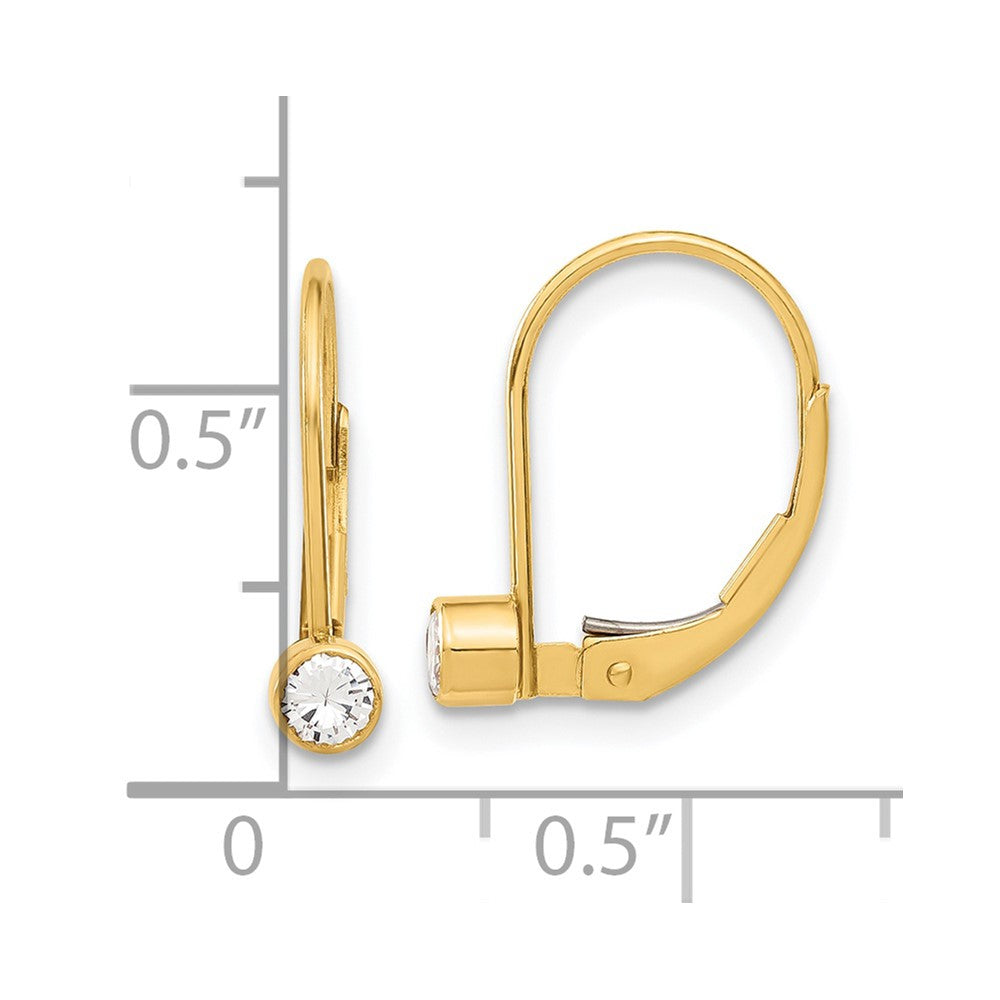 3,25 mm Zirkonia-Ohrhänger mit Klappbrisur aus 14K Gelbgold