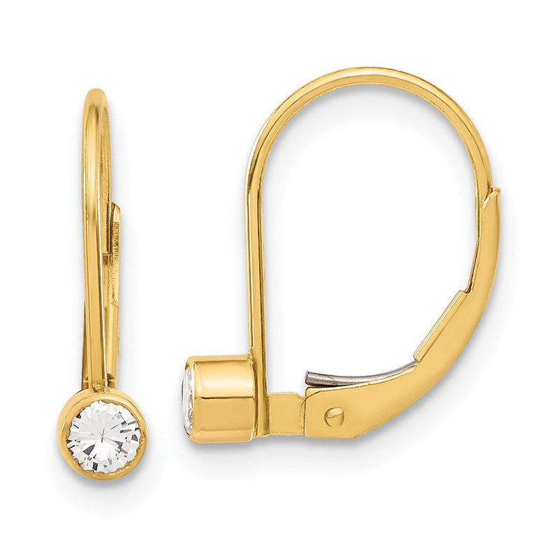 3,25 mm Zirkonia-Ohrhänger mit Klappbrisur aus 14K Gelbgold