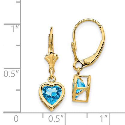 14K Gelbgold Ohrringe mit 6-mm-Blautopas in Herzform