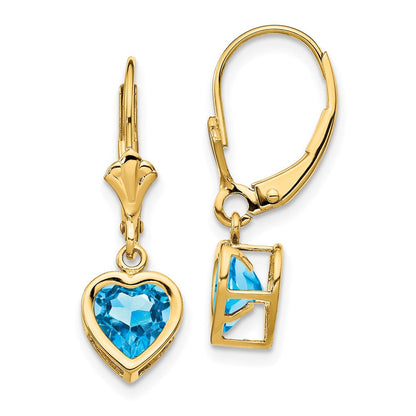 14K Gelbgold Ohrringe mit 6-mm-Blautopas in Herzform