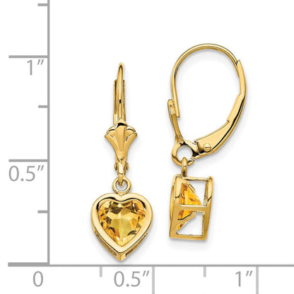 14K Gelbgold Ohrringe mit 6mm Herz-Citrin
