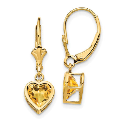 14K Gelbgold Ohrringe mit 6mm Herz-Citrin
