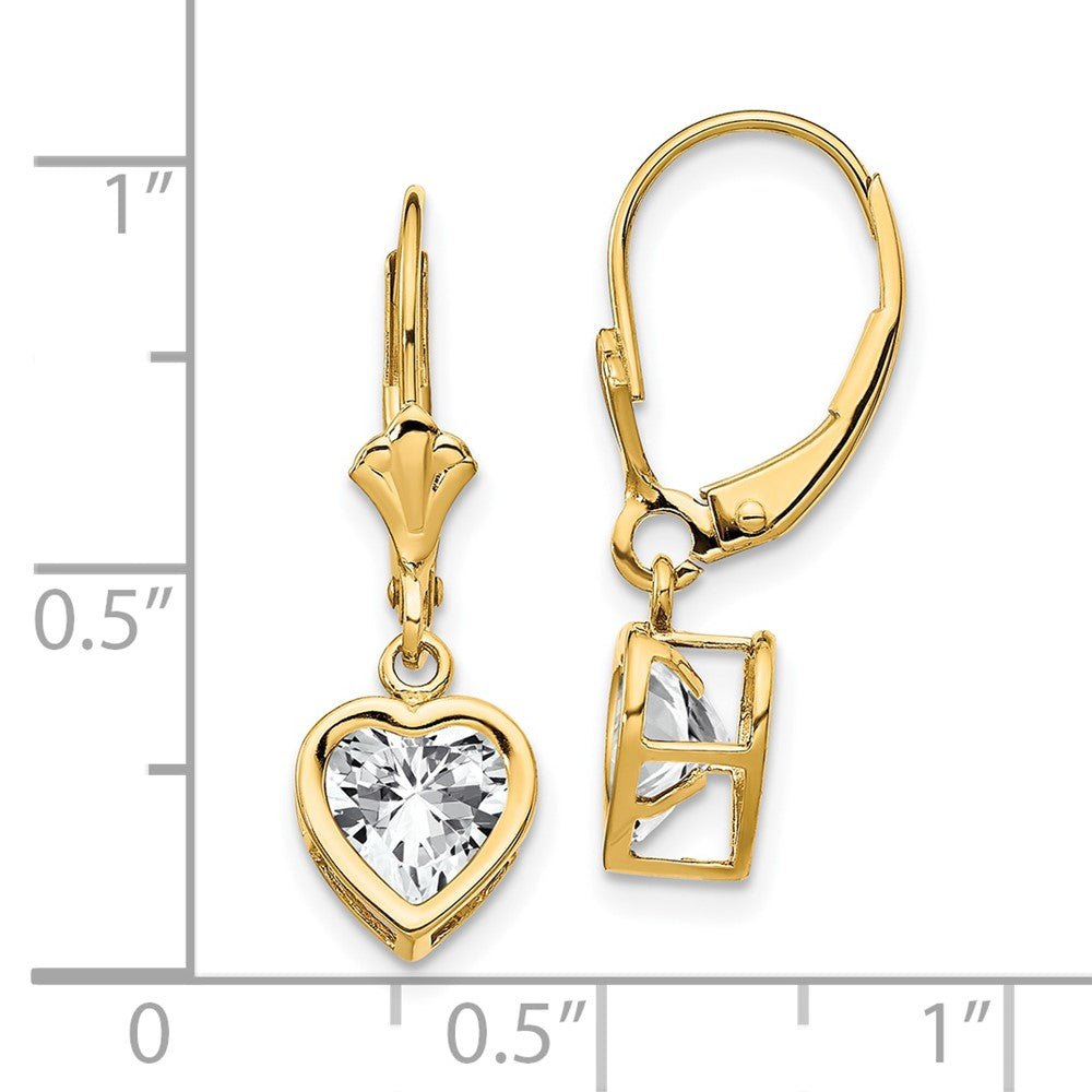 14K Gelbgold Ohrringe mit 6-mm-Zirkonia-Herzen