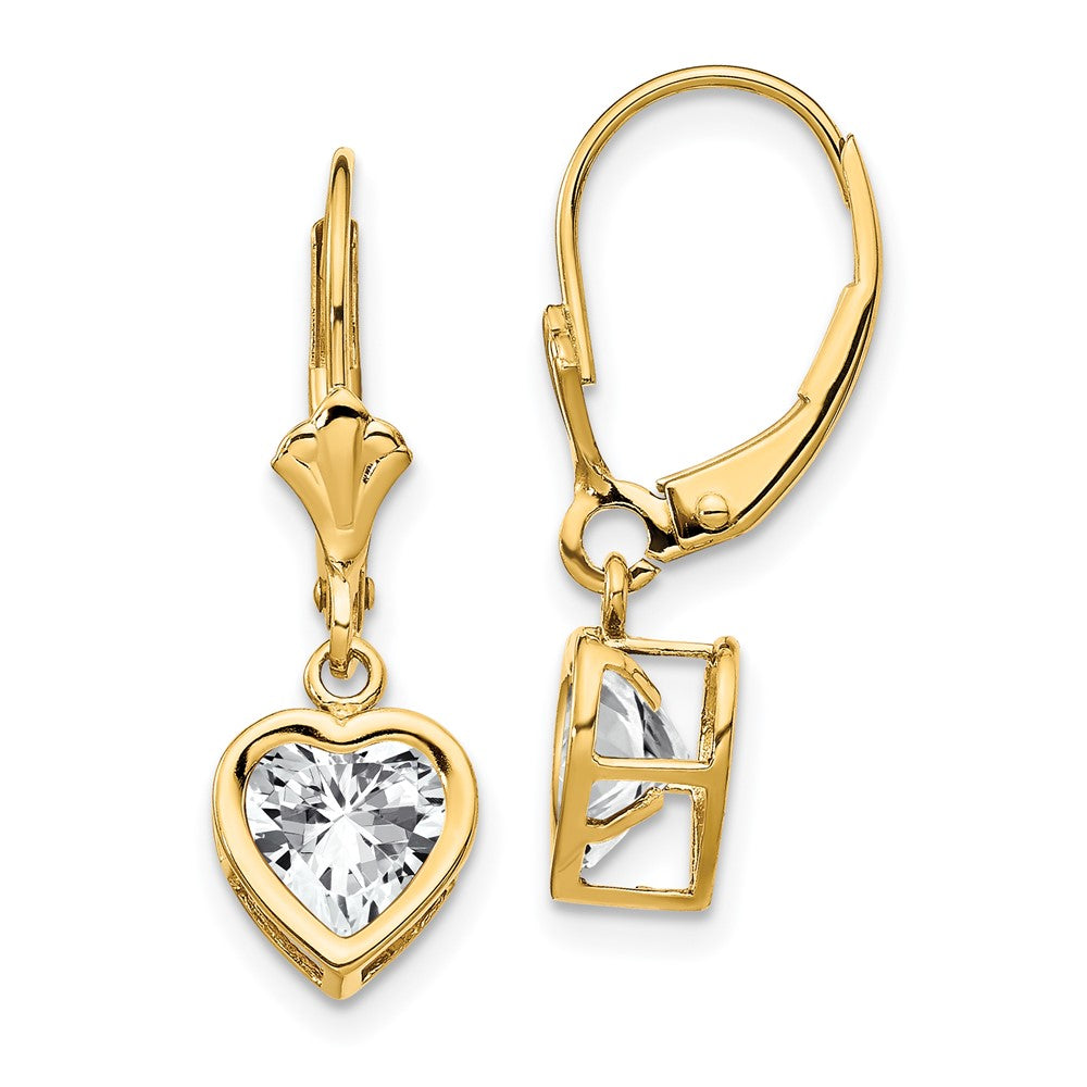 14K Gelbgold Ohrringe mit 6-mm-Zirkonia-Herzen