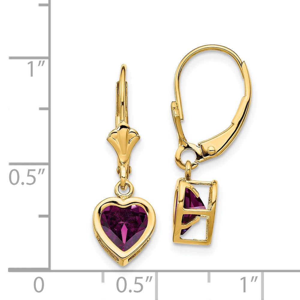 14K Gelbgold Ohrringe mit 6-mm-Herz-Rhodolith-Granat